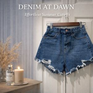 Wild Fable High-Rise Distressed Denim Shorts | Size 0 | Festival Cutoffs